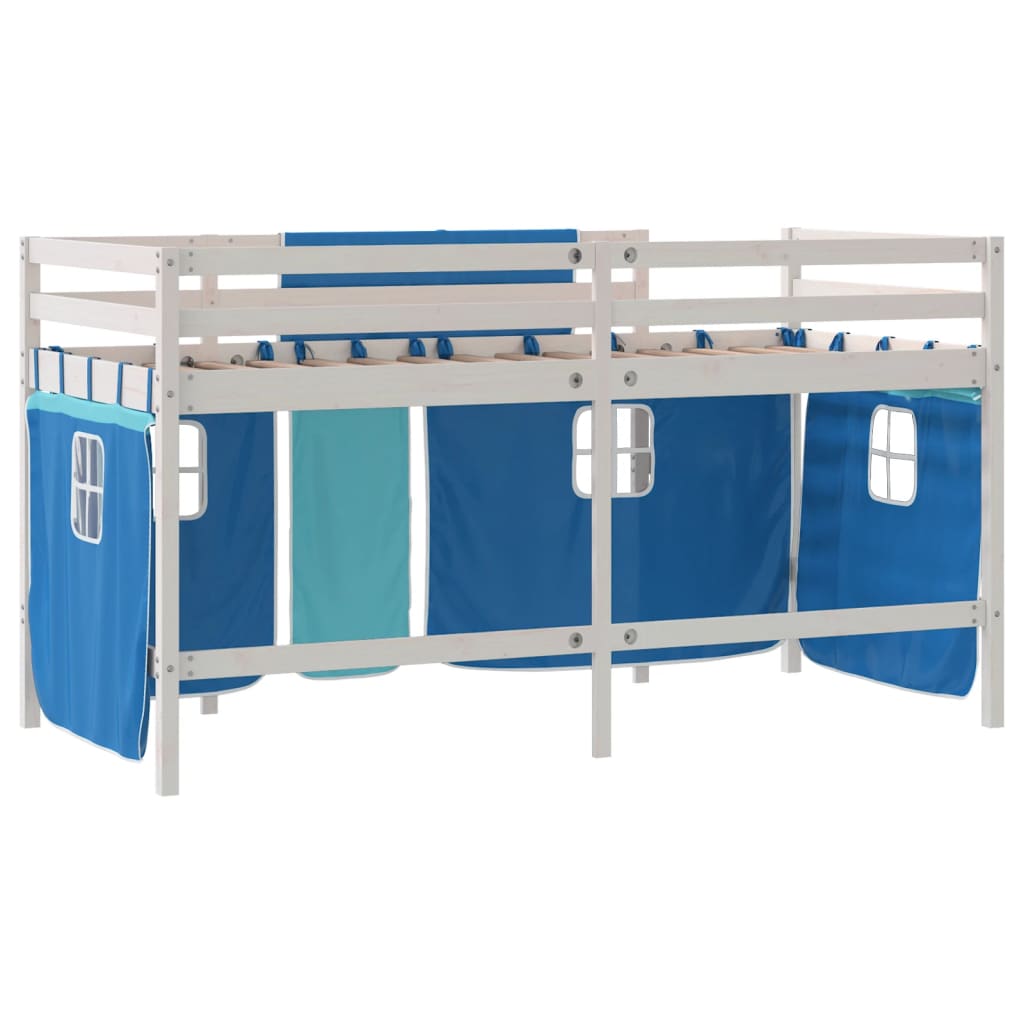 Kinderhoogslaper met gordijnen 90x200 cm grenenhout blauw Bedden & bedframes | Creëer jouw Trendy Thuis | Gratis bezorgd & Retour | Trendy.nl