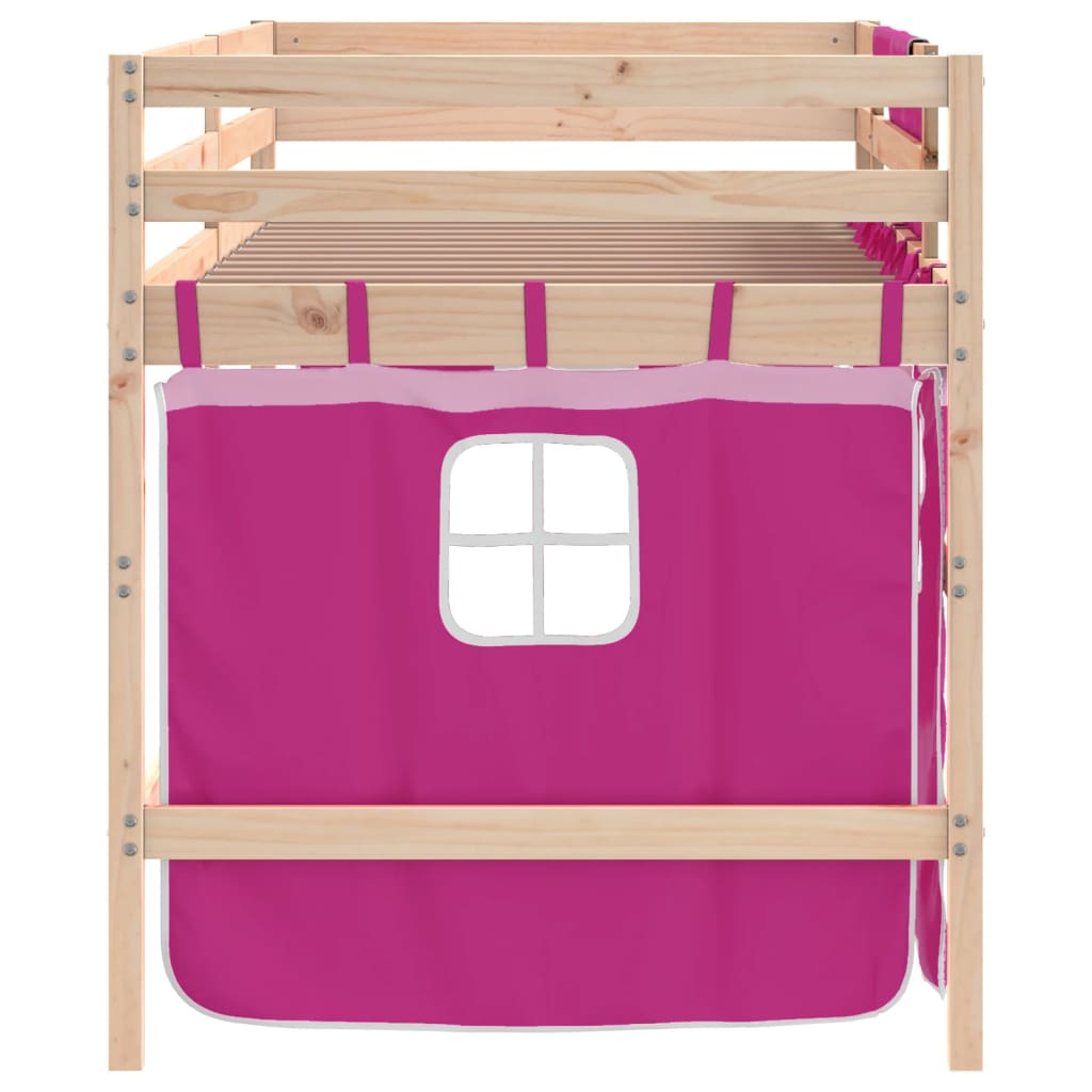 Kinderhoogslaper met gordijnen 90x190 cm grenenhout roze Bedden & bedframes | Creëer jouw Trendy Thuis | Gratis bezorgd & Retour | Trendy.nl
