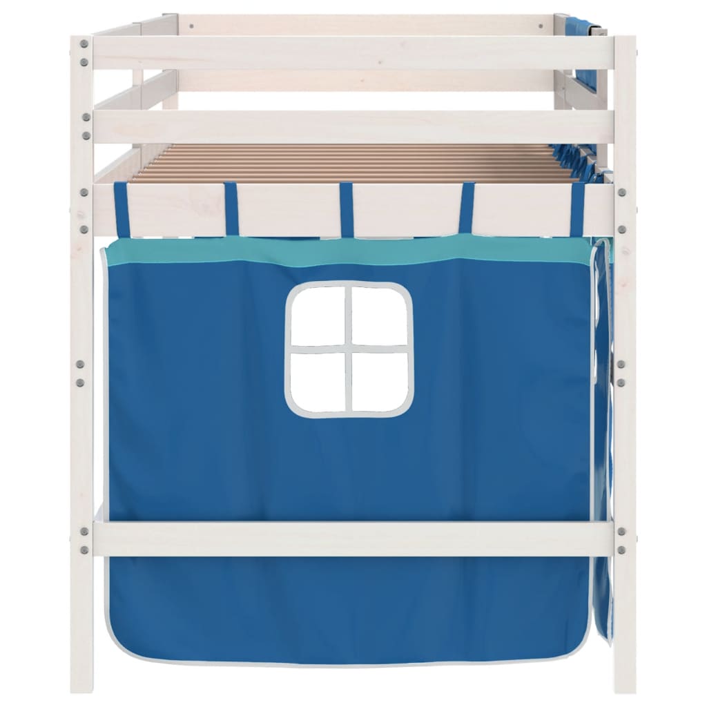 Kinderhoogslaper met gordijnen 90x190 cm grenenhout blauw Bedden & bedframes | Creëer jouw Trendy Thuis | Gratis bezorgd & Retour | Trendy.nl