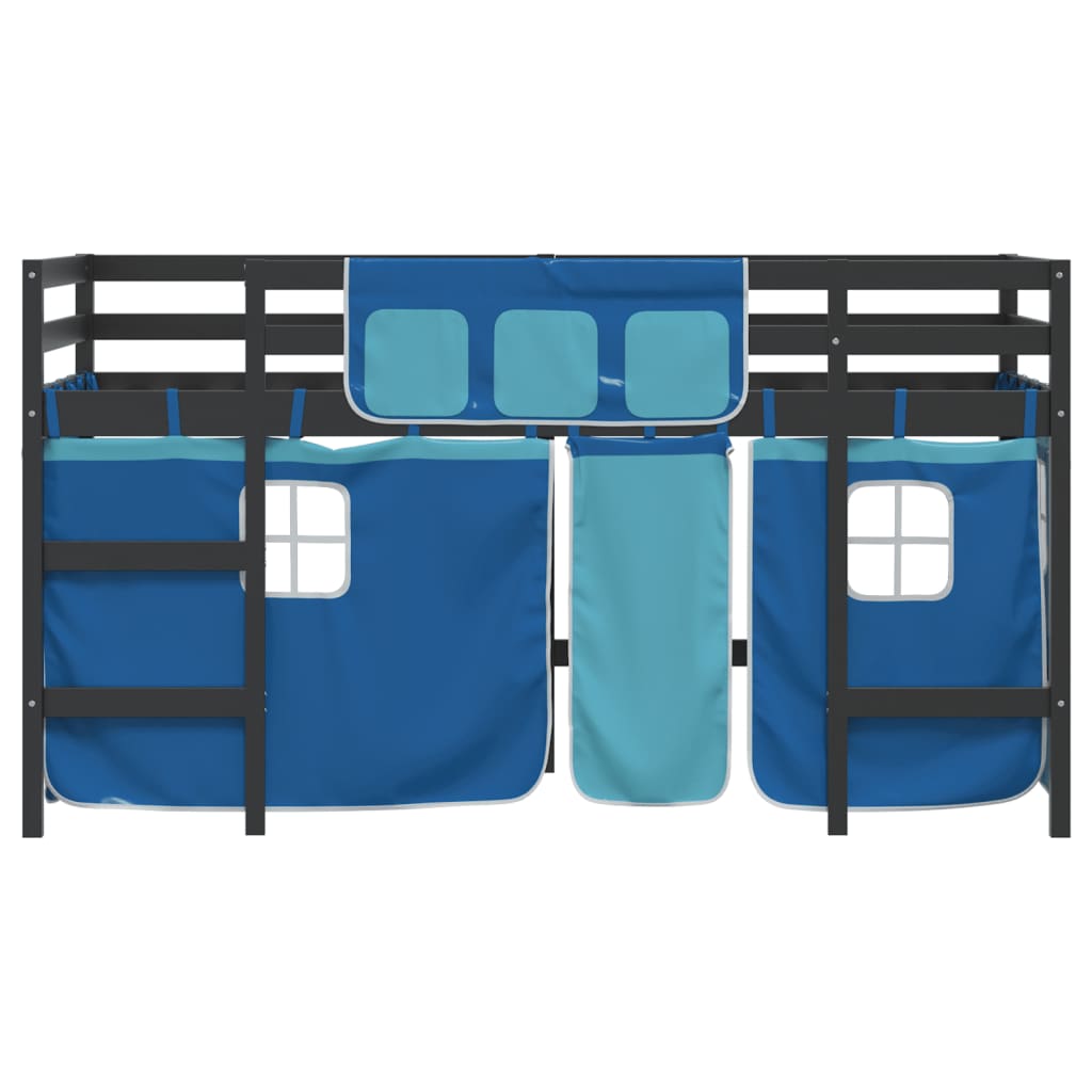 Kinderhoogslaper met gordijnen 90x190 cm grenenhout blauw Bedden & bedframes | Creëer jouw Trendy Thuis | Gratis bezorgd & Retour | Trendy.nl