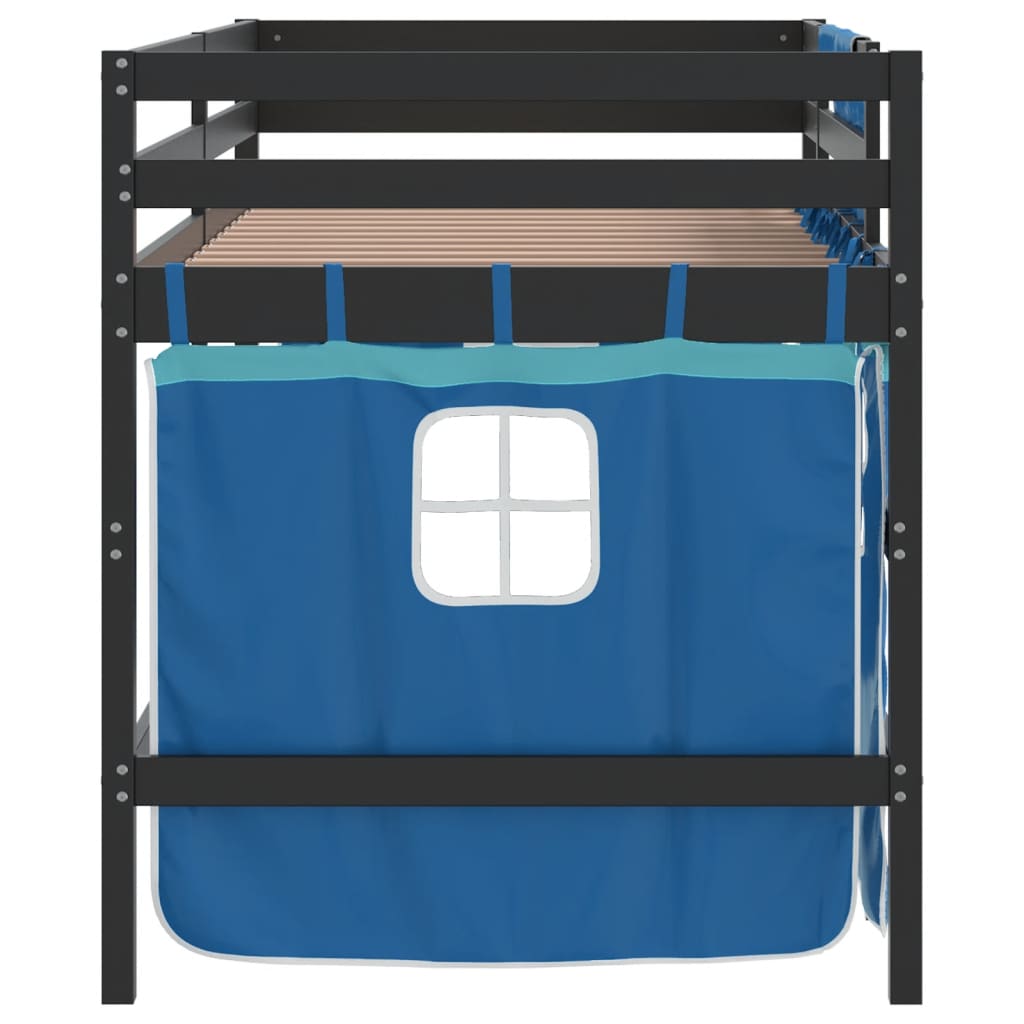 Kinderhoogslaper met gordijnen 90x190 cm grenenhout blauw Bedden & bedframes | Creëer jouw Trendy Thuis | Gratis bezorgd & Retour | Trendy.nl