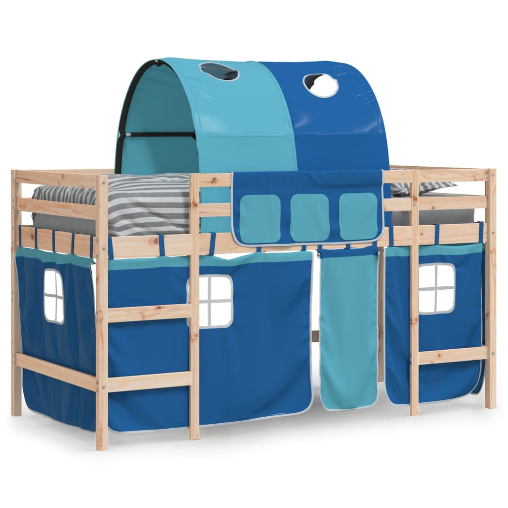 Kinderhoogslaper met tunnel 80x200 cm massief grenenhout blauw Bedden & bedframes | Creëer jouw Trendy Thuis | Gratis bezorgd & Retour | Trendy.nl