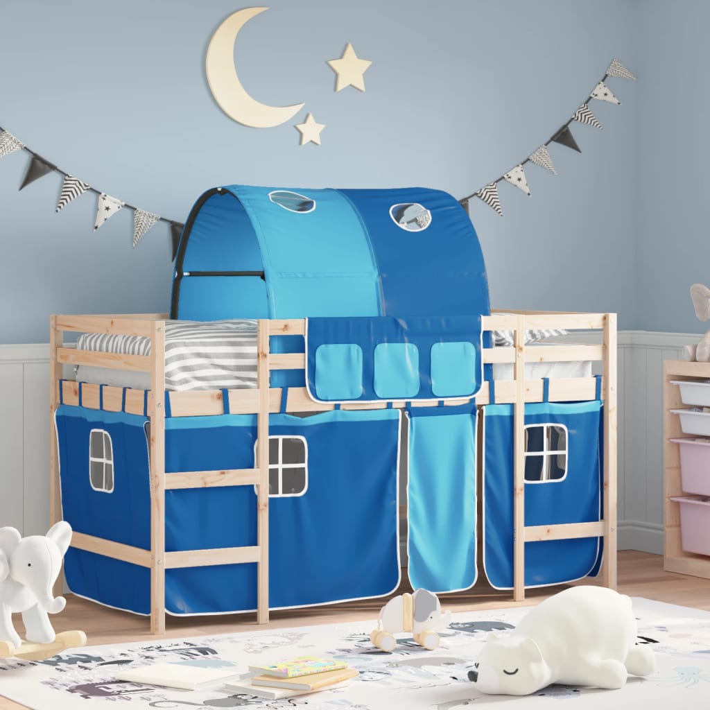 Kinderhoogslaper met tunnel 80x200 cm massief grenenhout blauw Bedden & bedframes | Creëer jouw Trendy Thuis | Gratis bezorgd & Retour | Trendy.nl