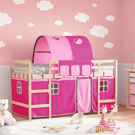 Kinderhoogslaper met tunnel 80x200 cm massief grenenhout roze Bedden & bedframes | Creëer jouw Trendy Thuis | Gratis bezorgd & Retour | Trendy.nl