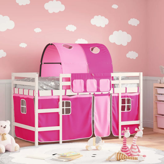 Kinderhoogslaper met tunnel 80x200 cm massief grenenhout roze Bedden & bedframes | Creëer jouw Trendy Thuis | Gratis bezorgd & Retour | Trendy.nl