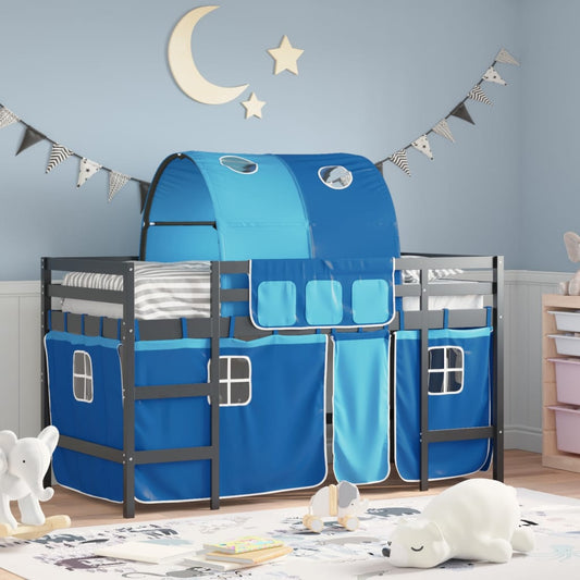 Kinderhoogslaper met tunnel 80x200 cm massief grenenhout blauw Bedden & bedframes | Creëer jouw Trendy Thuis | Gratis bezorgd & Retour | Trendy.nl