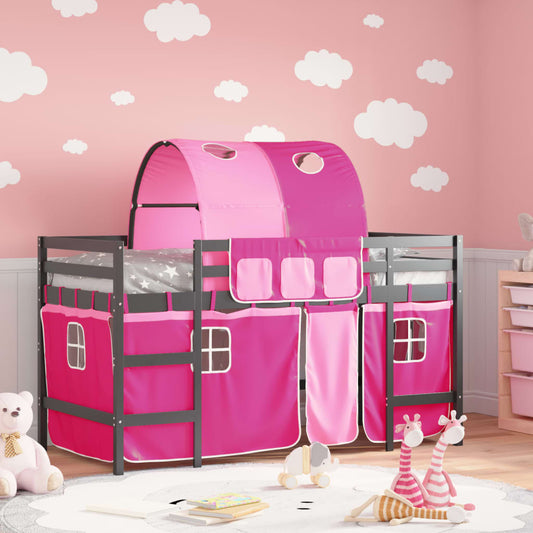 Kinderhoogslaper met tunnel 80x200 cm massief grenenhout roze Bedden & bedframes | Creëer jouw Trendy Thuis | Gratis bezorgd & Retour | Trendy.nl