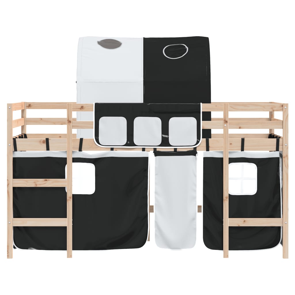 Kinderhoogslaper met tunnel 90x200 cm grenenhout wit en zwart Bedden & bedframes | Creëer jouw Trendy Thuis | Gratis bezorgd & Retour | Trendy.nl