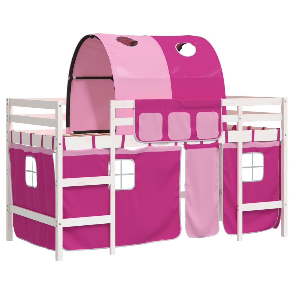 Kinderhoogslaper met tunnel 90x200 cm massief grenenhout roze Bedden & bedframes | Creëer jouw Trendy Thuis | Gratis bezorgd & Retour | Trendy.nl