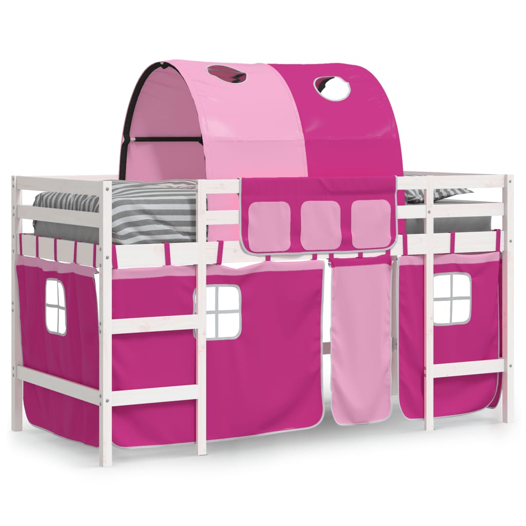 Kinderhoogslaper met tunnel 90x200 cm massief grenenhout roze Bedden & bedframes | Creëer jouw Trendy Thuis | Gratis bezorgd & Retour | Trendy.nl