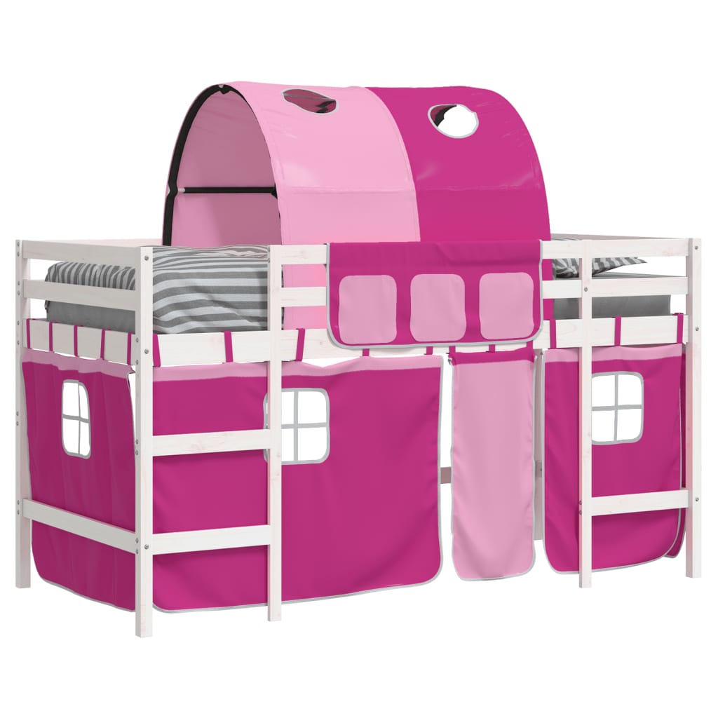 Kinderhoogslaper met tunnel 90x200 cm massief grenenhout roze Bedden & bedframes | Creëer jouw Trendy Thuis | Gratis bezorgd & Retour | Trendy.nl