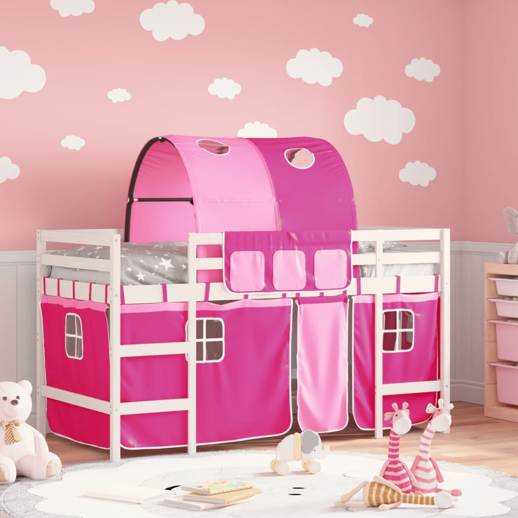 Kinderhoogslaper met tunnel 90x200 cm massief grenenhout roze Bedden & bedframes | Creëer jouw Trendy Thuis | Gratis bezorgd & Retour | Trendy.nl