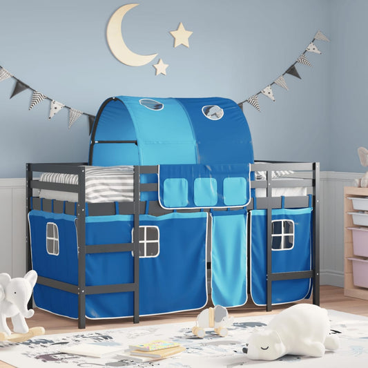 Kinderhoogslaper met tunnel 90x200 cm massief grenenhout blauw Bedden & bedframes | Creëer jouw Trendy Thuis | Gratis bezorgd & Retour | Trendy.nl