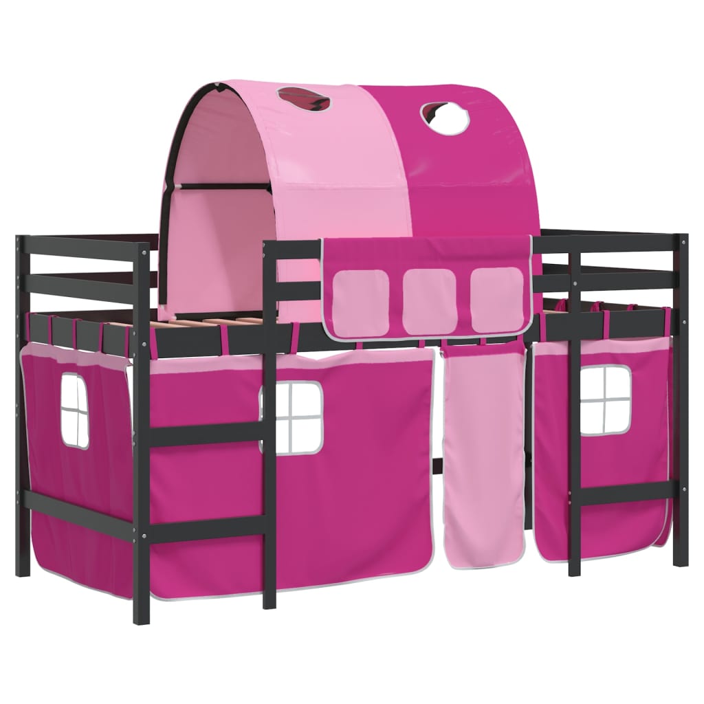 Kinderhoogslaper met tunnel 90x200 cm massief grenenhout roze Bedden & bedframes | Creëer jouw Trendy Thuis | Gratis bezorgd & Retour | Trendy.nl