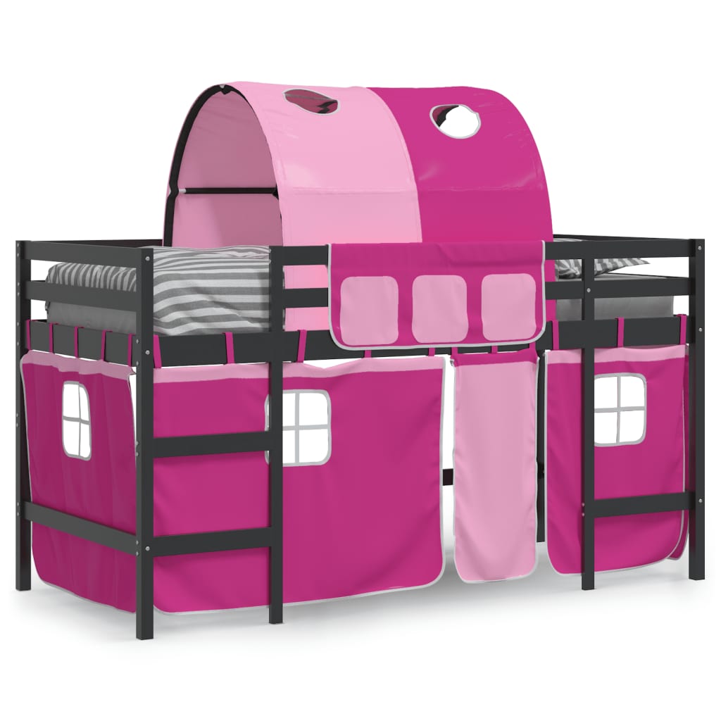 Kinderhoogslaper met tunnel 90x200 cm massief grenenhout roze Bedden & bedframes | Creëer jouw Trendy Thuis | Gratis bezorgd & Retour | Trendy.nl