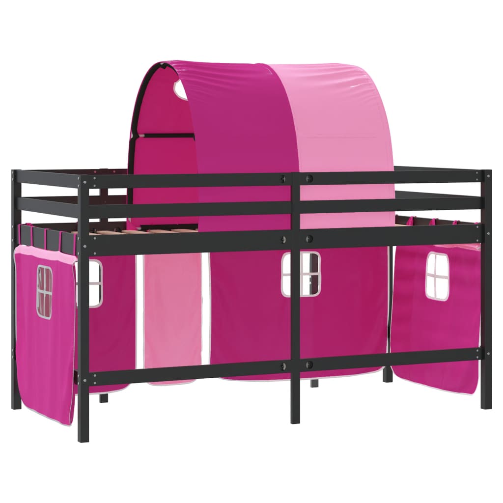 Kinderhoogslaper met tunnel 90x200 cm massief grenenhout roze Bedden & bedframes | Creëer jouw Trendy Thuis | Gratis bezorgd & Retour | Trendy.nl