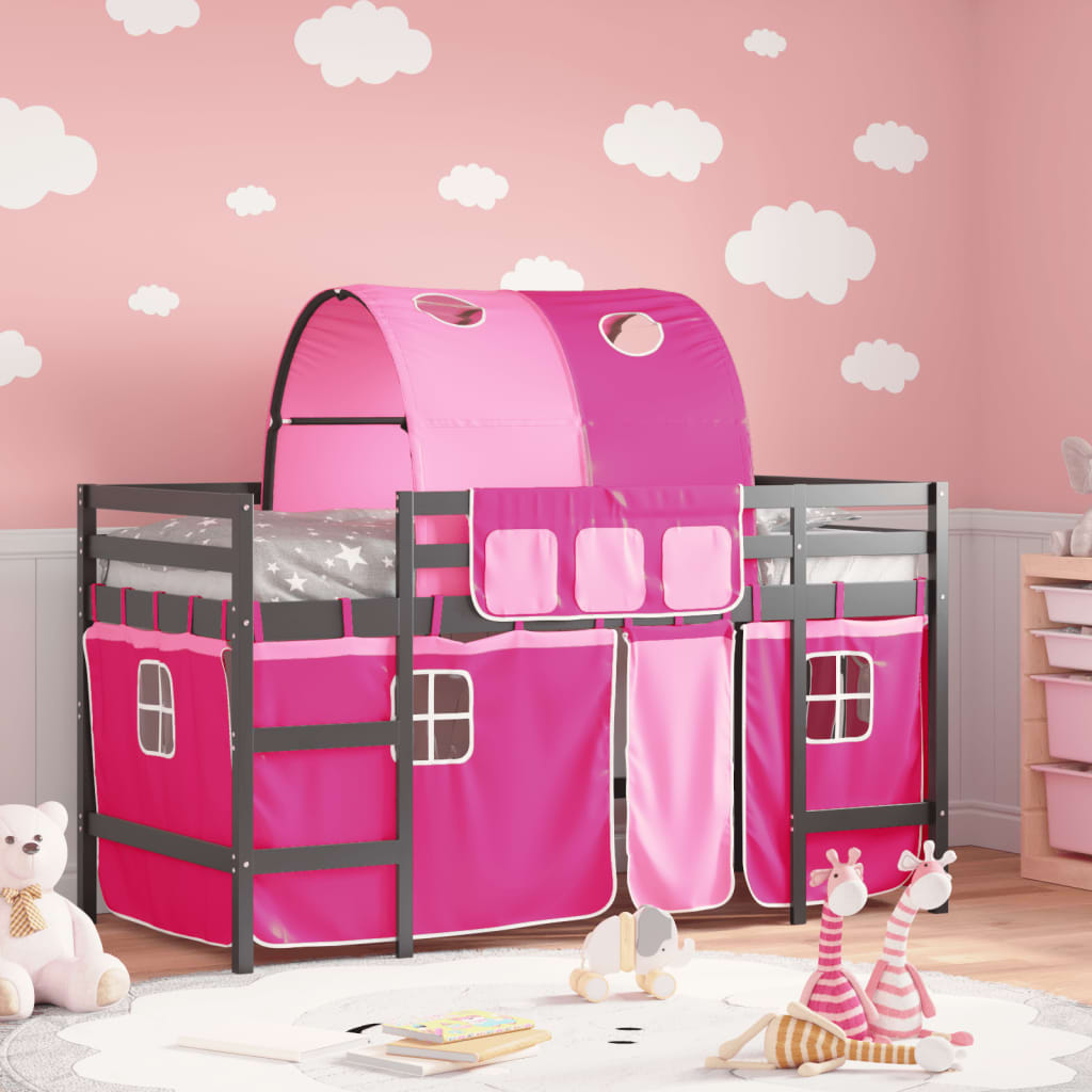 Kinderhoogslaper met tunnel 90x200 cm massief grenenhout roze Bedden & bedframes | Creëer jouw Trendy Thuis | Gratis bezorgd & Retour | Trendy.nl