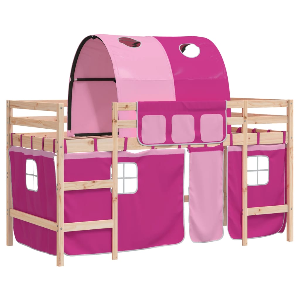 Kinderhoogslaper met tunnel 90x190 cm massief grenenhout roze Bedden & bedframes | Creëer jouw Trendy Thuis | Gratis bezorgd & Retour | Trendy.nl