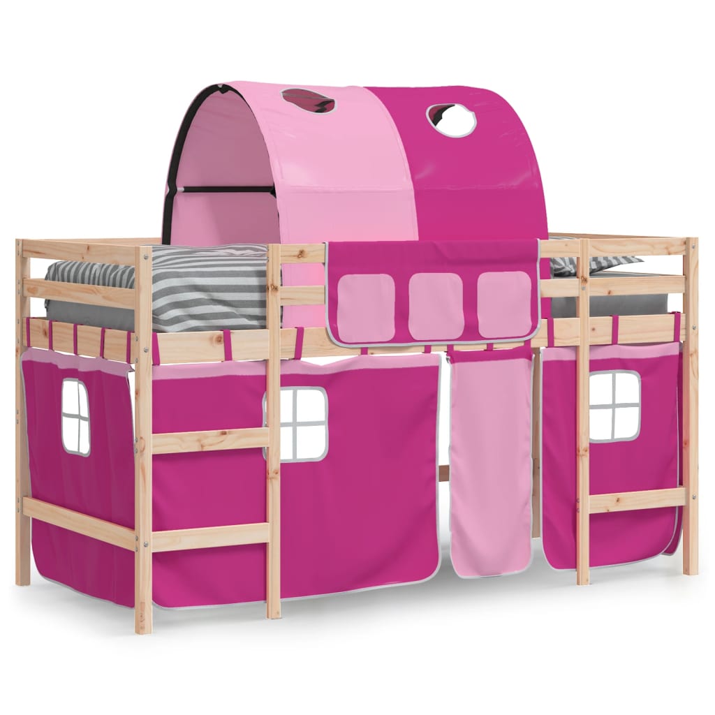 Kinderhoogslaper met tunnel 90x190 cm massief grenenhout roze Bedden & bedframes | Creëer jouw Trendy Thuis | Gratis bezorgd & Retour | Trendy.nl