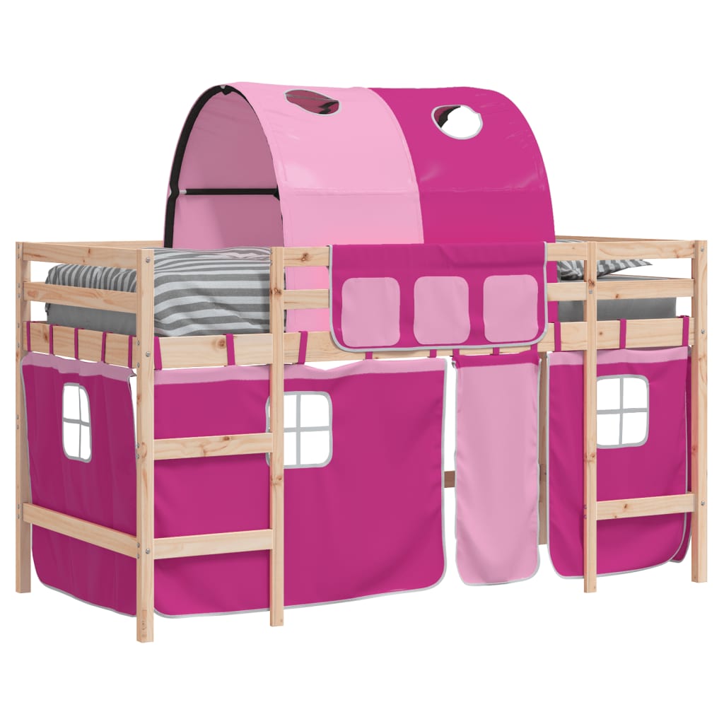 Kinderhoogslaper met tunnel 90x190 cm massief grenenhout roze Bedden & bedframes | Creëer jouw Trendy Thuis | Gratis bezorgd & Retour | Trendy.nl