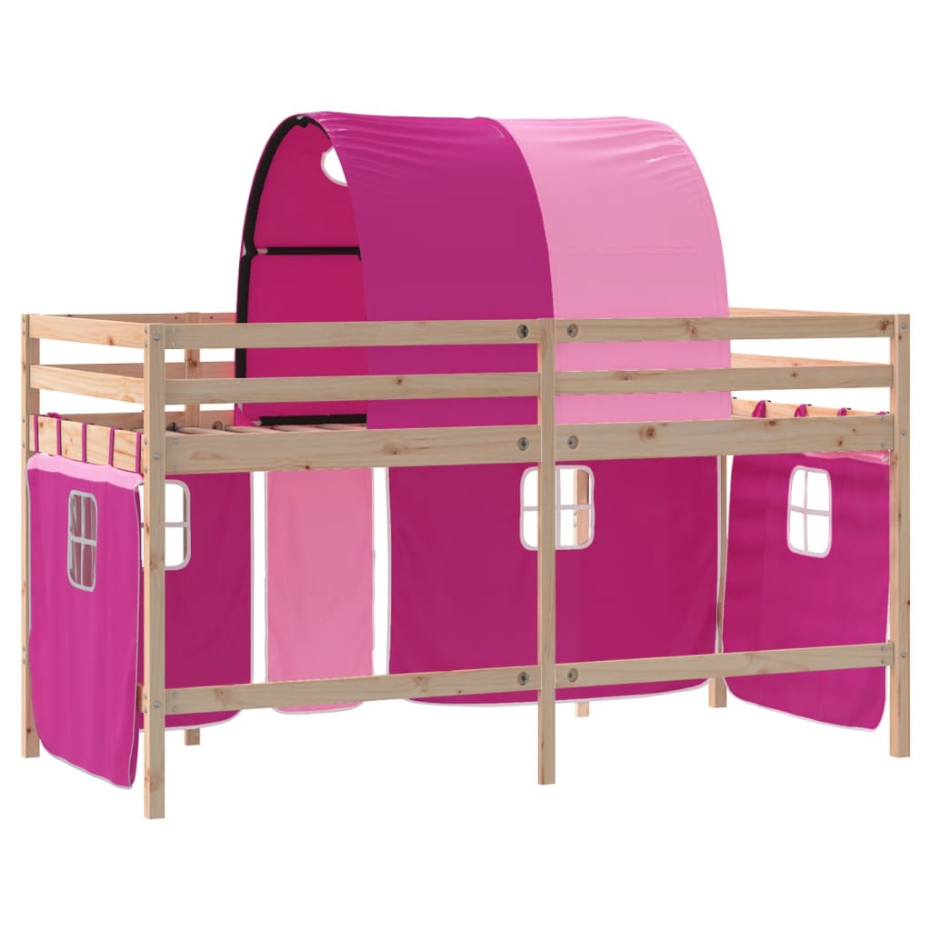 Kinderhoogslaper met tunnel 90x190 cm massief grenenhout roze Bedden & bedframes | Creëer jouw Trendy Thuis | Gratis bezorgd & Retour | Trendy.nl