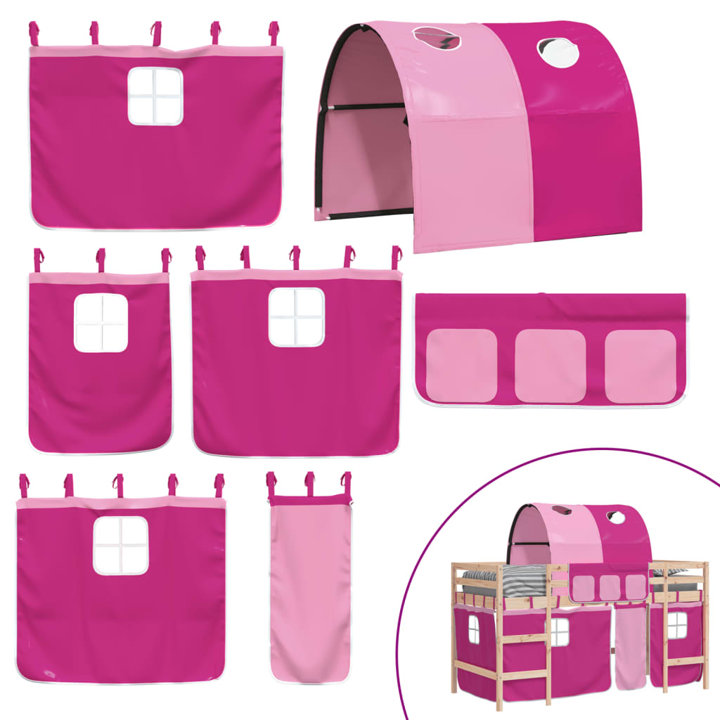 Kinderhoogslaper met tunnel 90x190 cm massief grenenhout roze Bedden & bedframes | Creëer jouw Trendy Thuis | Gratis bezorgd & Retour | Trendy.nl