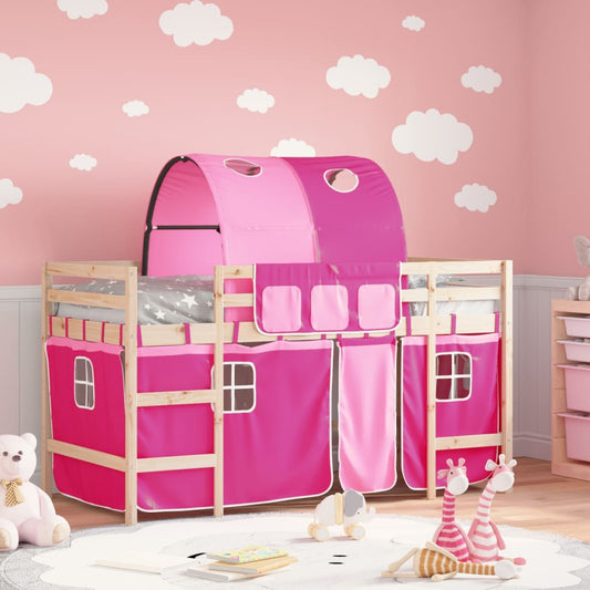 Kinderhoogslaper met tunnel 90x190 cm massief grenenhout roze Bedden & bedframes | Creëer jouw Trendy Thuis | Gratis bezorgd & Retour | Trendy.nl