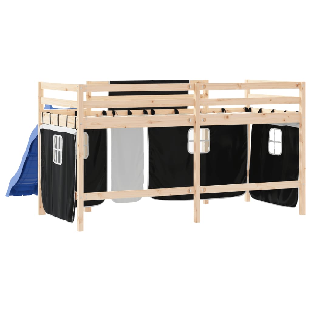 Kinderhoogslaper met gordijnen 80x200 cm massief grenenhout Bedden & bedframes | Creëer jouw Trendy Thuis | Gratis bezorgd & Retour | Trendy.nl