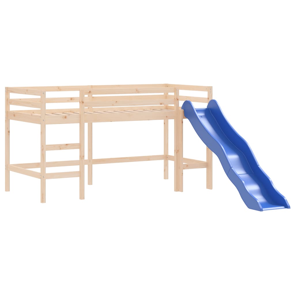 Kinderhoogslaper met gordijnen 80x200 cm massief grenenhout Bedden & bedframes | Creëer jouw Trendy Thuis | Gratis bezorgd & Retour | Trendy.nl