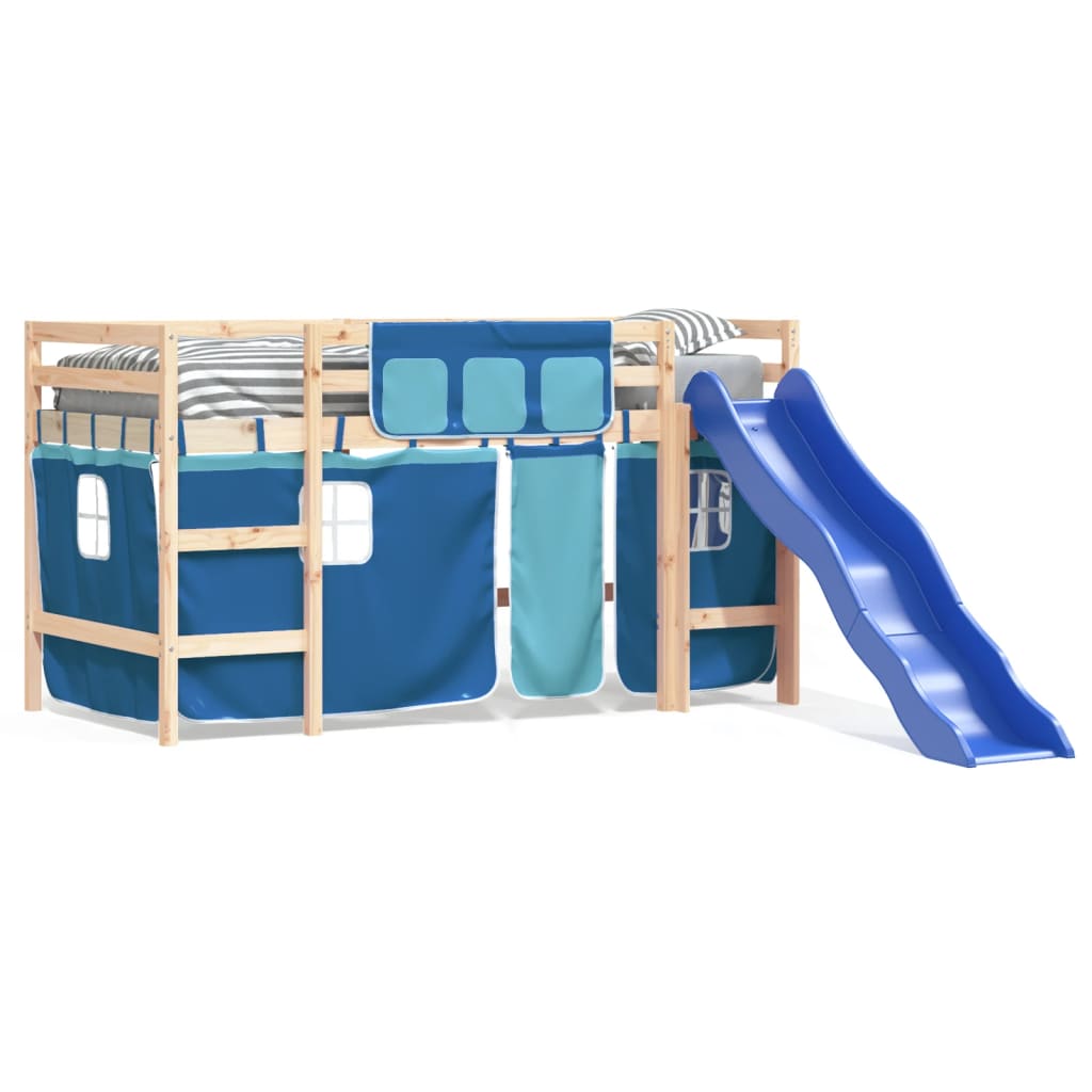 Kinderhoogslaper met gordijnen 80x200 cm grenenhout blauw Bedden & bedframes | Creëer jouw Trendy Thuis | Gratis bezorgd & Retour | Trendy.nl