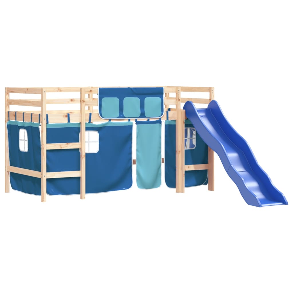 Kinderhoogslaper met gordijnen 80x200 cm grenenhout blauw Bedden & bedframes | Creëer jouw Trendy Thuis | Gratis bezorgd & Retour | Trendy.nl