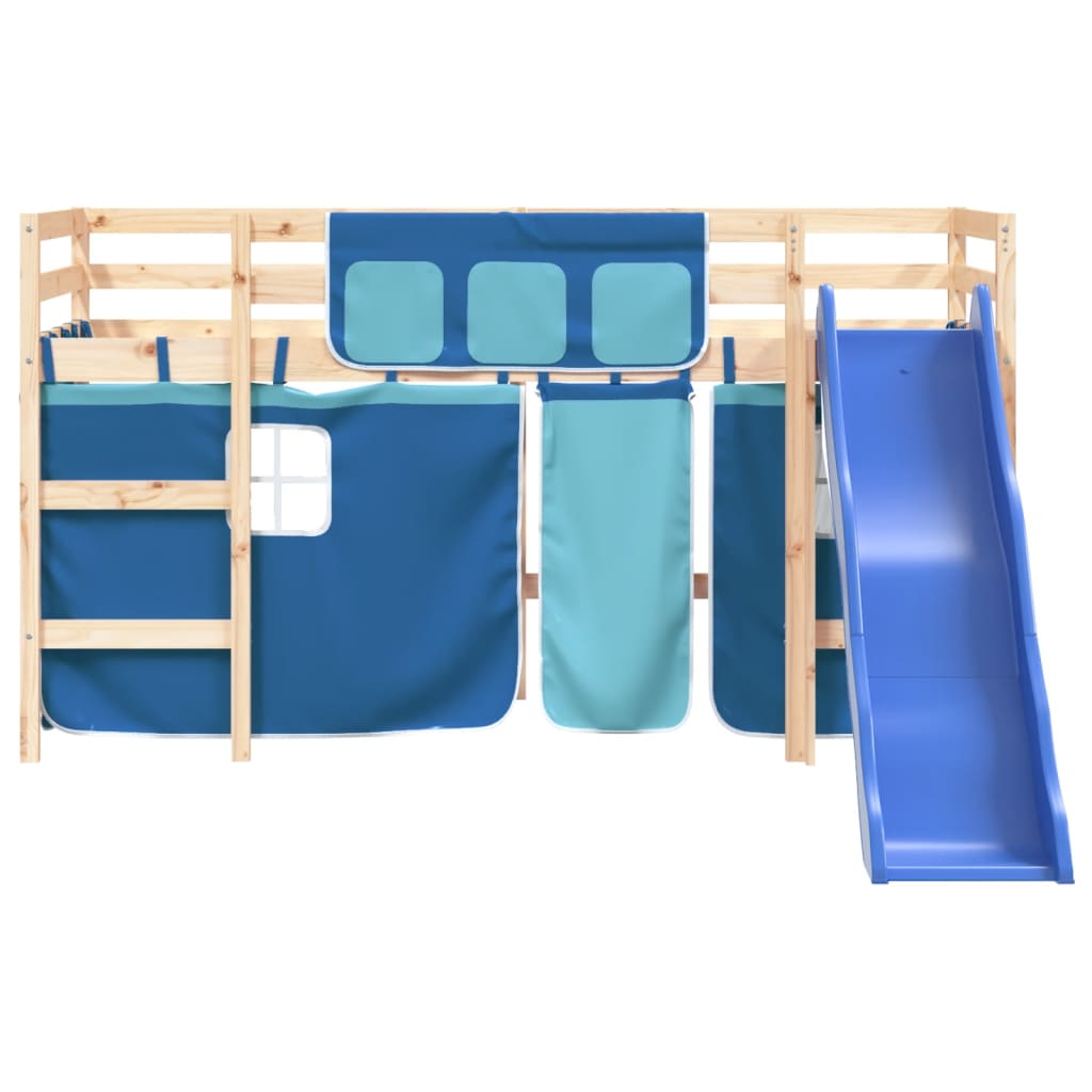 Kinderhoogslaper met gordijnen 80x200 cm grenenhout blauw Bedden & bedframes | Creëer jouw Trendy Thuis | Gratis bezorgd & Retour | Trendy.nl