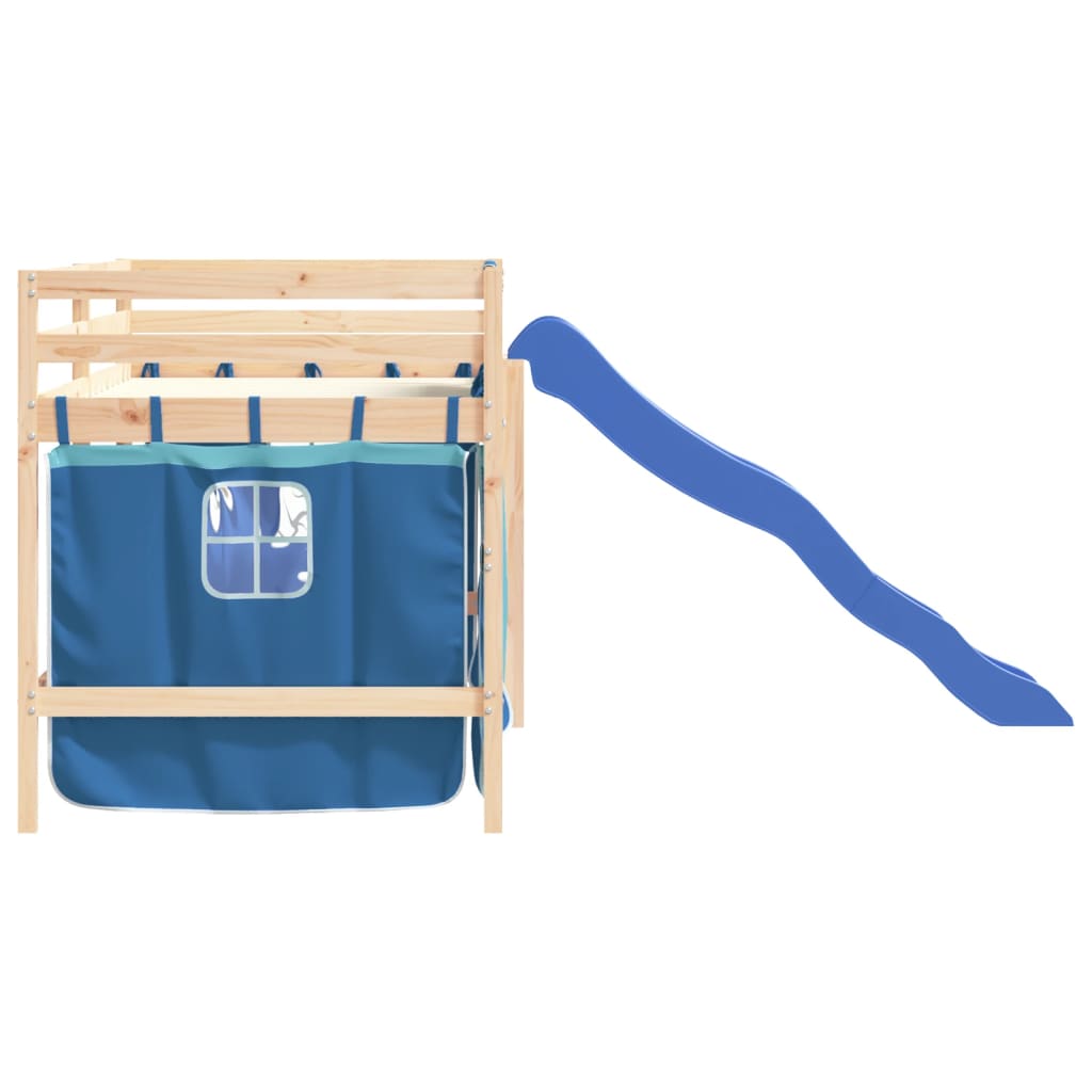 Kinderhoogslaper met gordijnen 80x200 cm grenenhout blauw Bedden & bedframes | Creëer jouw Trendy Thuis | Gratis bezorgd & Retour | Trendy.nl