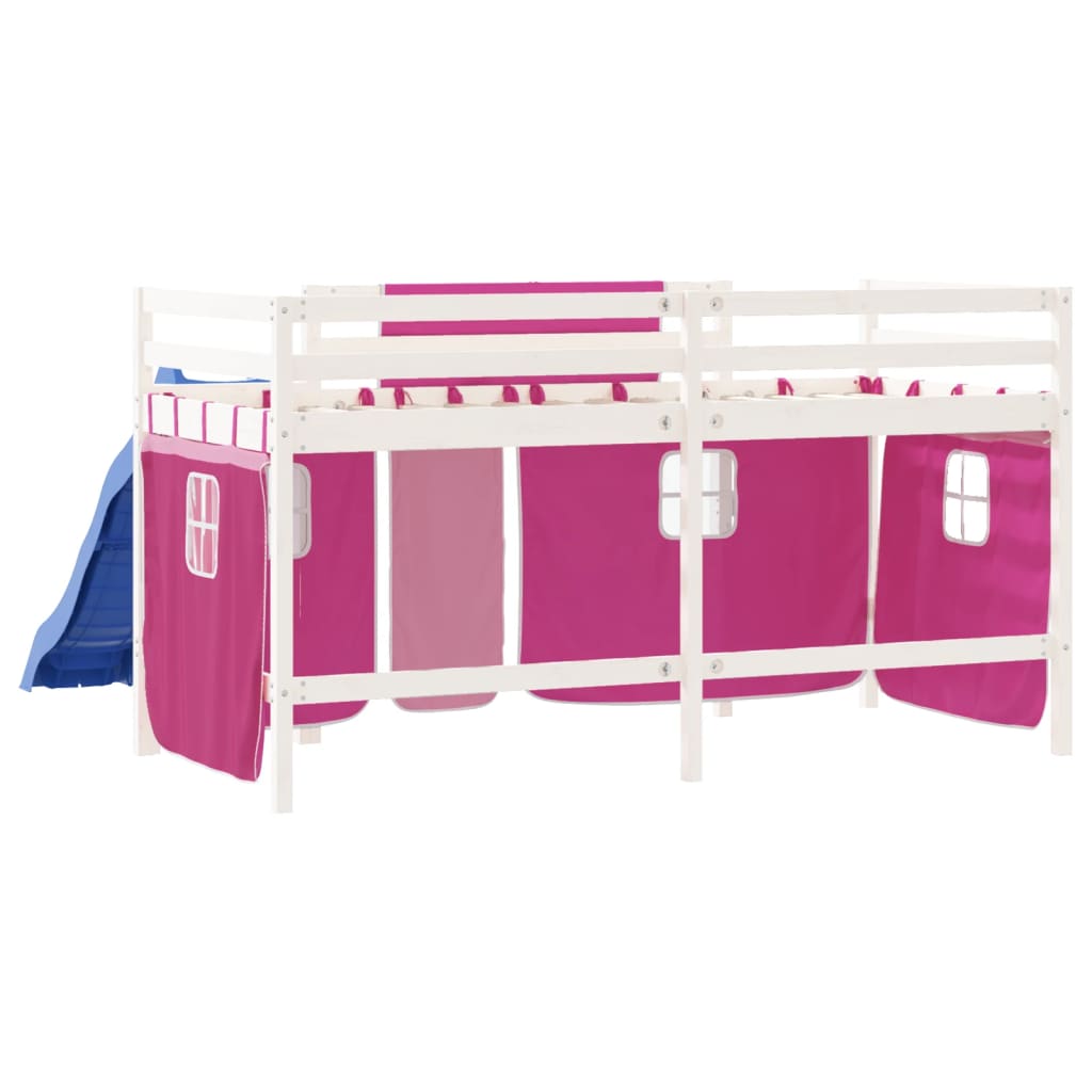 Kinderhoogslaper met gordijnen 80x200 cm grenenhout roze Bedden & bedframes | Creëer jouw Trendy Thuis | Gratis bezorgd & Retour | Trendy.nl