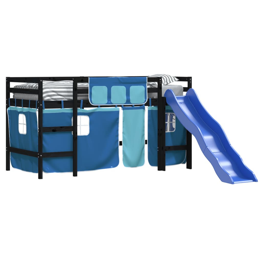 Kinderhoogslaper met gordijnen 80x200 cm grenenhout blauw Bedden & bedframes | Creëer jouw Trendy Thuis | Gratis bezorgd & Retour | Trendy.nl