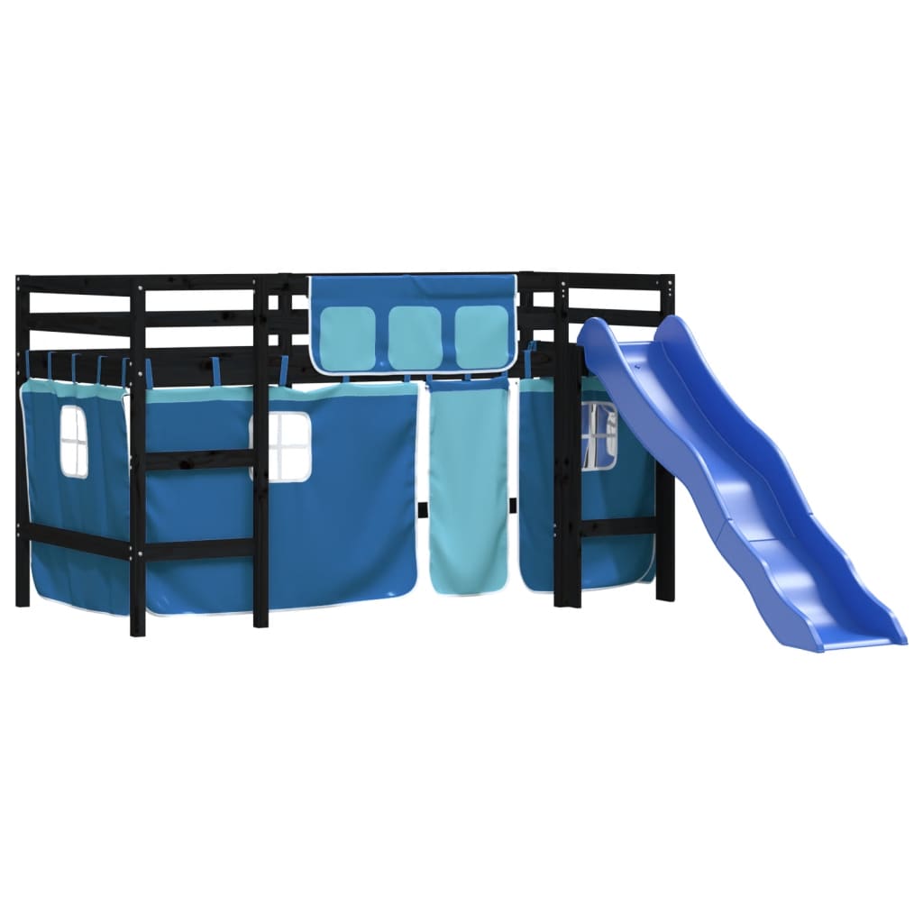 Kinderhoogslaper met gordijnen 80x200 cm grenenhout blauw Bedden & bedframes | Creëer jouw Trendy Thuis | Gratis bezorgd & Retour | Trendy.nl