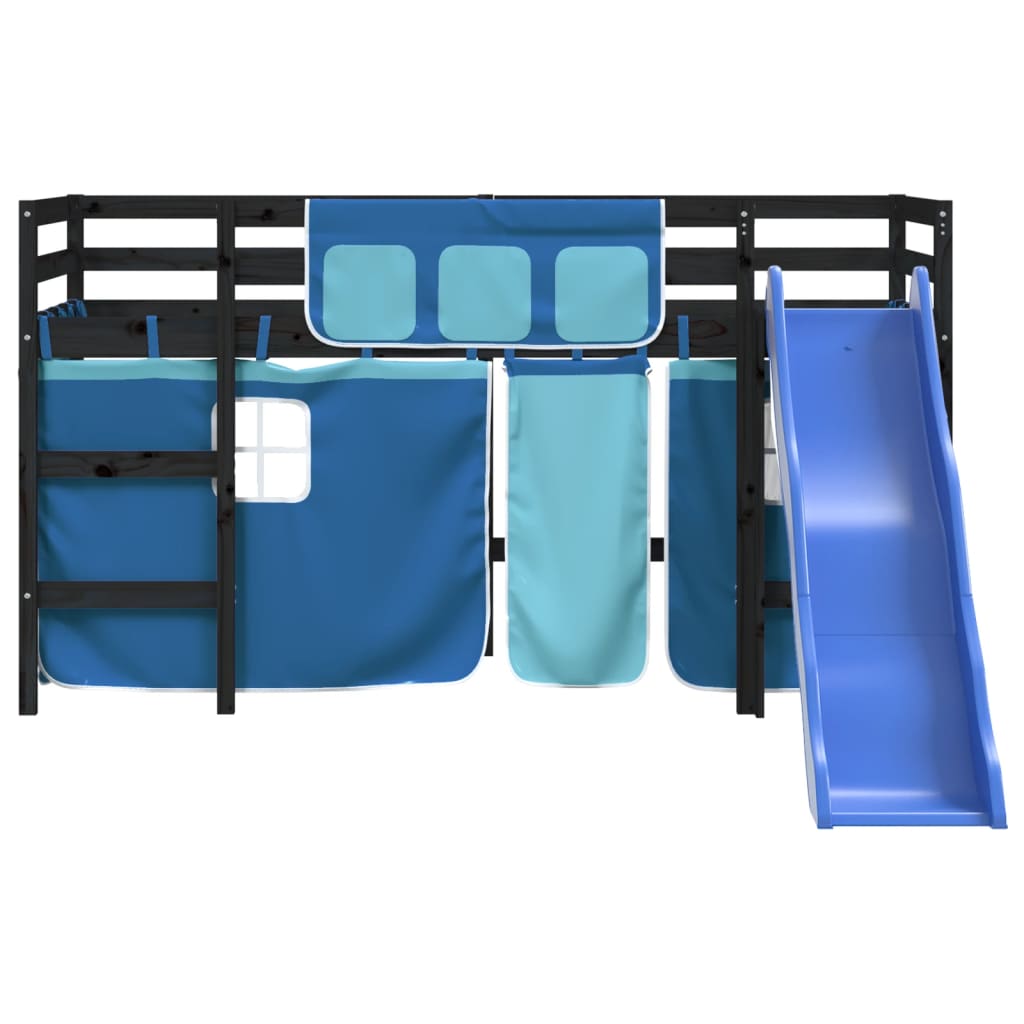 Kinderhoogslaper met gordijnen 80x200 cm grenenhout blauw Bedden & bedframes | Creëer jouw Trendy Thuis | Gratis bezorgd & Retour | Trendy.nl