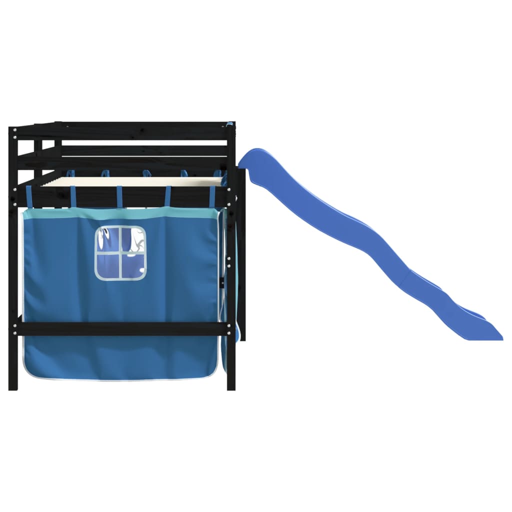 Kinderhoogslaper met gordijnen 80x200 cm grenenhout blauw Bedden & bedframes | Creëer jouw Trendy Thuis | Gratis bezorgd & Retour | Trendy.nl