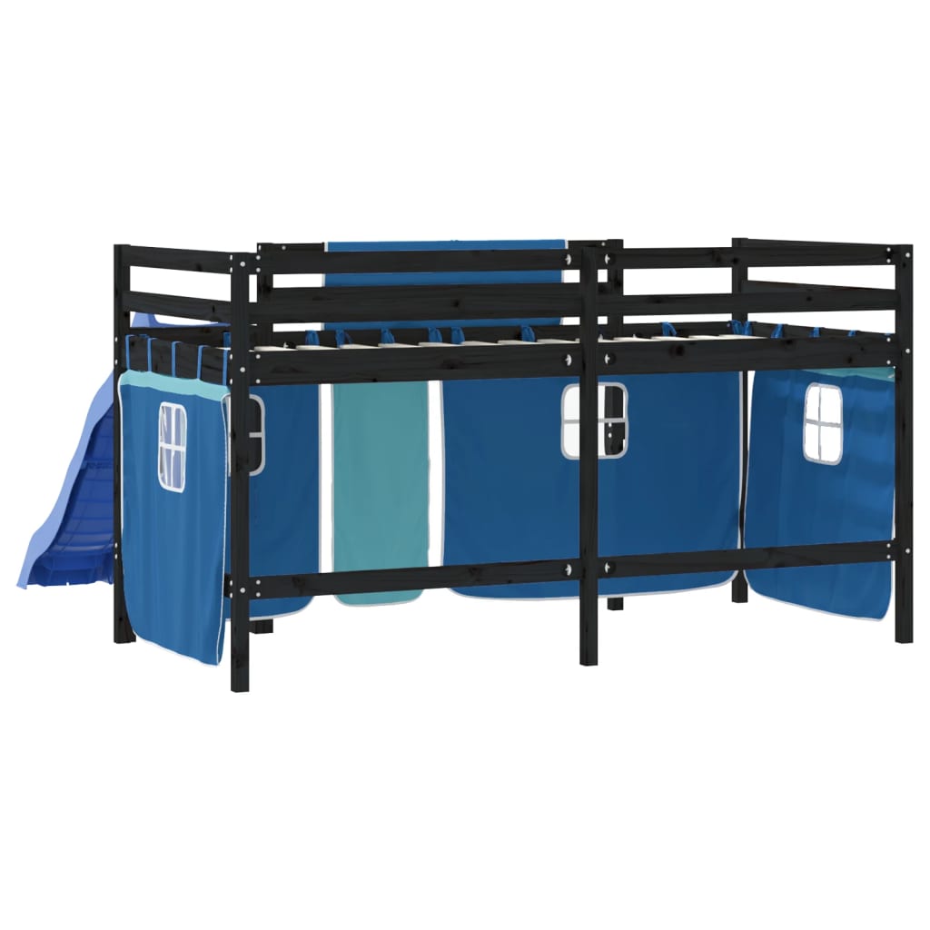 Kinderhoogslaper met gordijnen 80x200 cm grenenhout blauw Bedden & bedframes | Creëer jouw Trendy Thuis | Gratis bezorgd & Retour | Trendy.nl