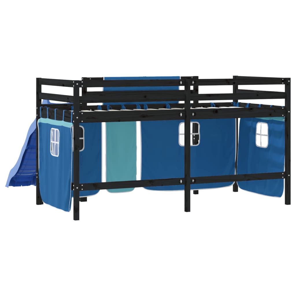 Kinderhoogslaper met gordijnen 90x200 cm grenenhout blauw Bedden & bedframes | Creëer jouw Trendy Thuis | Gratis bezorgd & Retour | Trendy.nl