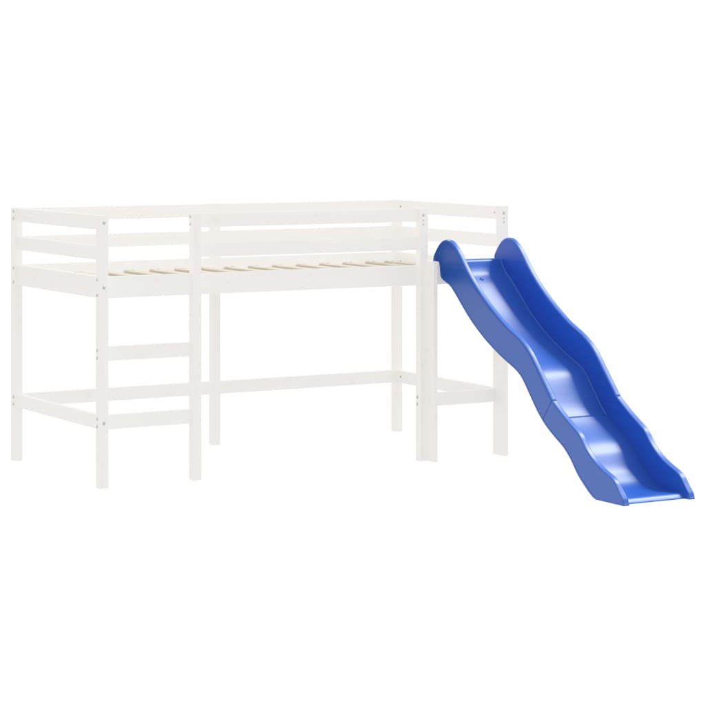 Kinderhoogslaper met gordijnen 90x190 cm grenenhout wit zwart Bedden & bedframes | Creëer jouw Trendy Thuis | Gratis bezorgd & Retour | Trendy.nl