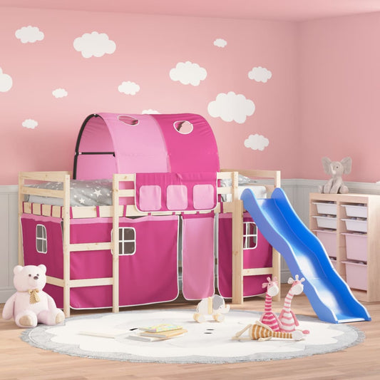 Kinderhoogslaper met tunnel 80x200 cm massief grenenhout roze Bedden & bedframes | Creëer jouw Trendy Thuis | Gratis bezorgd & Retour | Trendy.nl