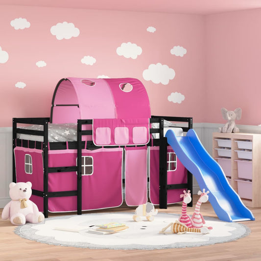 Kinderhoogslaper met tunnel 80x200 cm massief grenenhout roze Bedden & bedframes | Creëer jouw Trendy Thuis | Gratis bezorgd & Retour | Trendy.nl