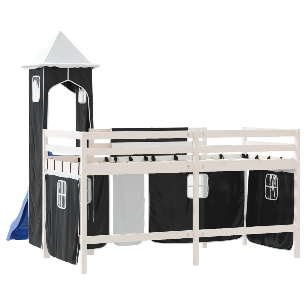 Kinderhoogslaper met toren 80x200 cm grenenhout wit en zwart Bedden & bedframes | Creëer jouw Trendy Thuis | Gratis bezorgd & Retour | Trendy.nl