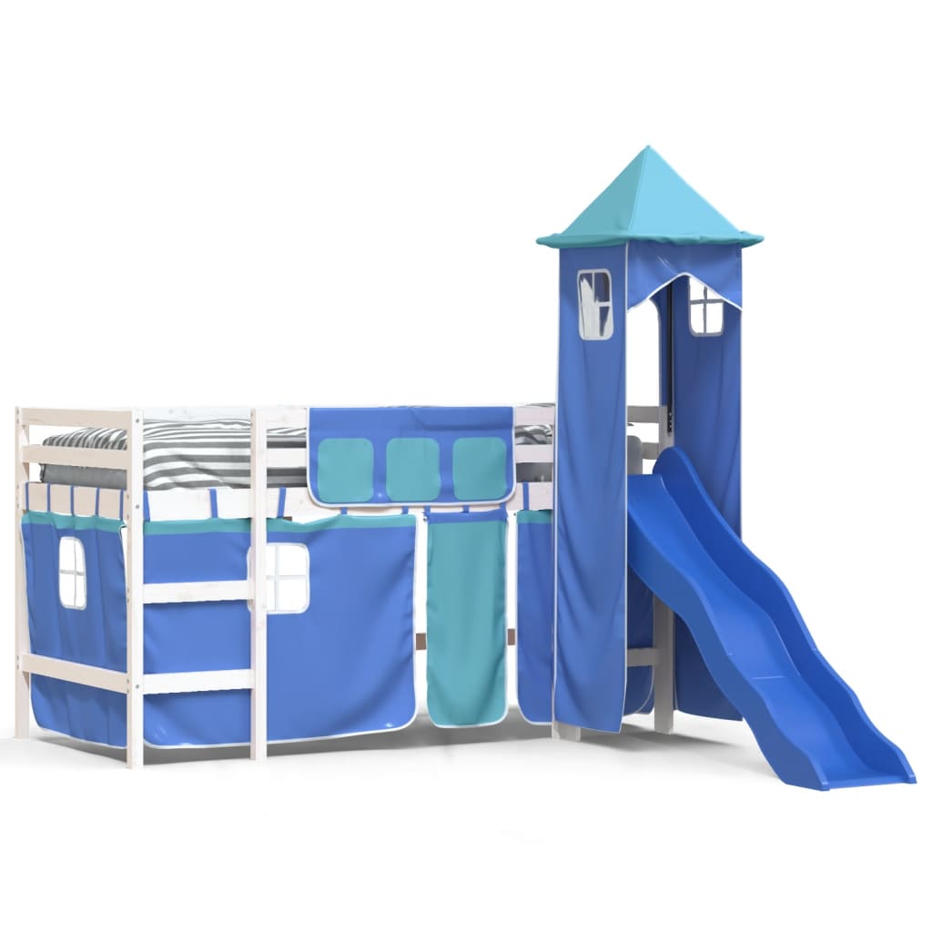 Kinderhoogslaper met toren 80x200 cm massief grenenhout blauw Bedden & bedframes | Creëer jouw Trendy Thuis | Gratis bezorgd & Retour | Trendy.nl