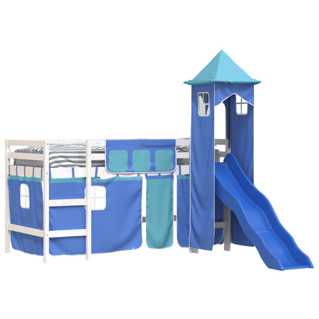 Kinderhoogslaper met toren 80x200 cm massief grenenhout blauw Bedden & bedframes | Creëer jouw Trendy Thuis | Gratis bezorgd & Retour | Trendy.nl