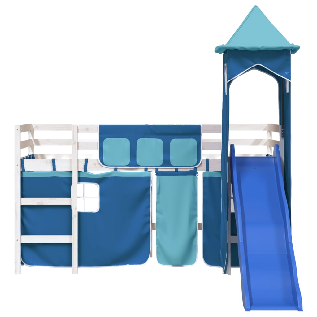 Kinderhoogslaper met toren 80x200 cm massief grenenhout blauw Bedden & bedframes | Creëer jouw Trendy Thuis | Gratis bezorgd & Retour | Trendy.nl