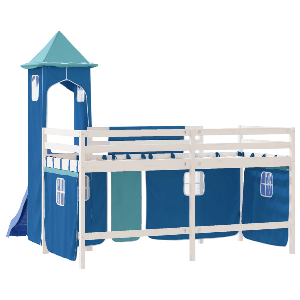 Kinderhoogslaper met toren 80x200 cm massief grenenhout blauw Bedden & bedframes | Creëer jouw Trendy Thuis | Gratis bezorgd & Retour | Trendy.nl