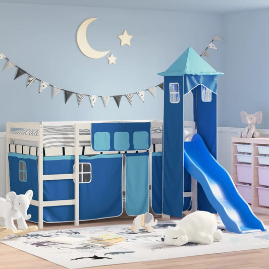 Kinderhoogslaper met toren 80x200 cm massief grenenhout blauw Bedden & bedframes | Creëer jouw Trendy Thuis | Gratis bezorgd & Retour | Trendy.nl