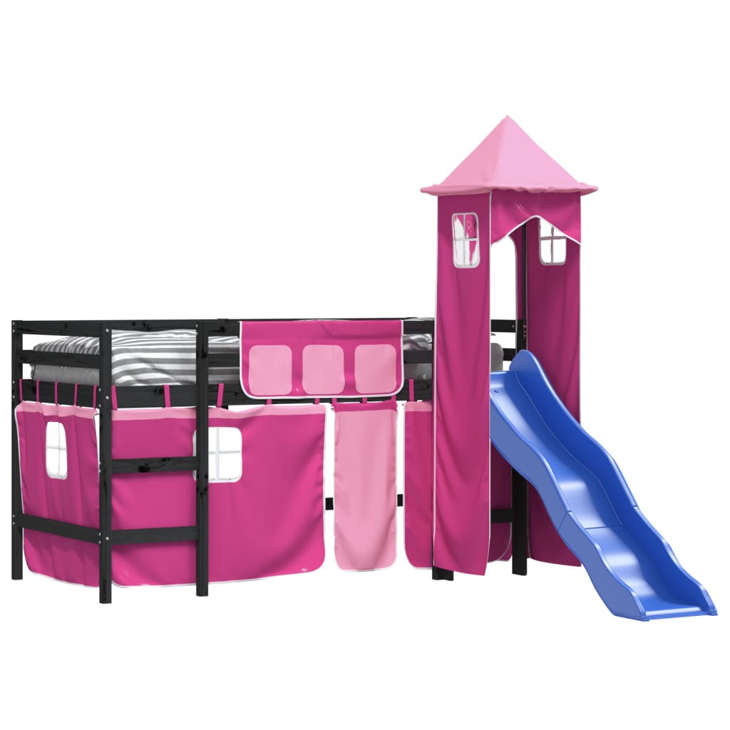 Kinderhoogslaper met toren 80x200 cm massief grenenhout roze Bedden & bedframes | Creëer jouw Trendy Thuis | Gratis bezorgd & Retour | Trendy.nl